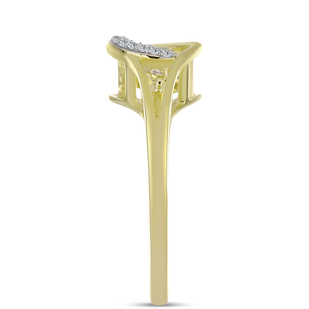 Anillo de Plata Bañada en Oro con Diamante blanco y Topacio Blanco