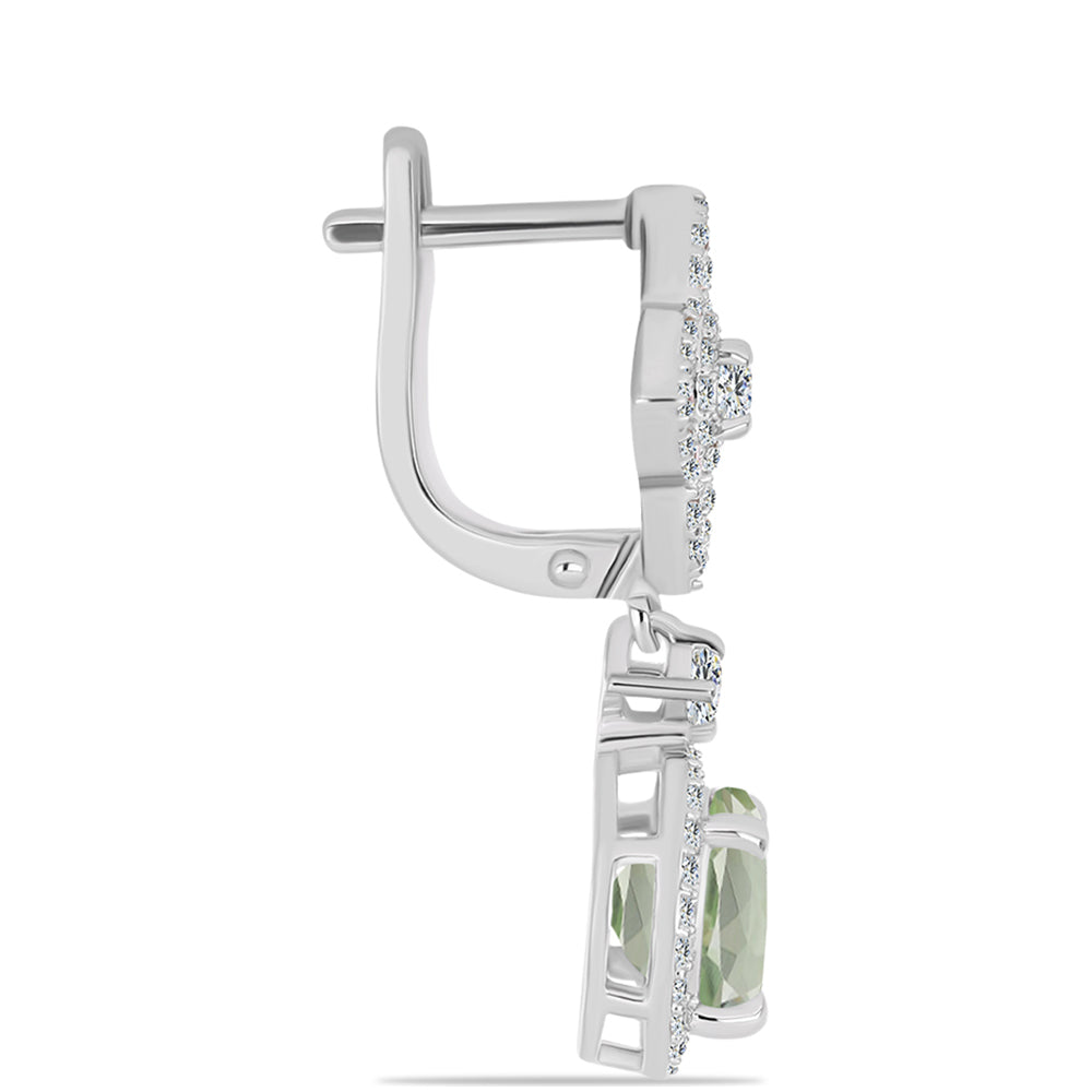 Pendientes de Plata con Amatista Verde y Topacio Blanco