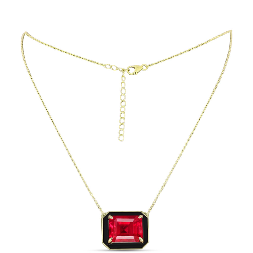 Collar de Plata Bañada en Oro con Ágata Roja