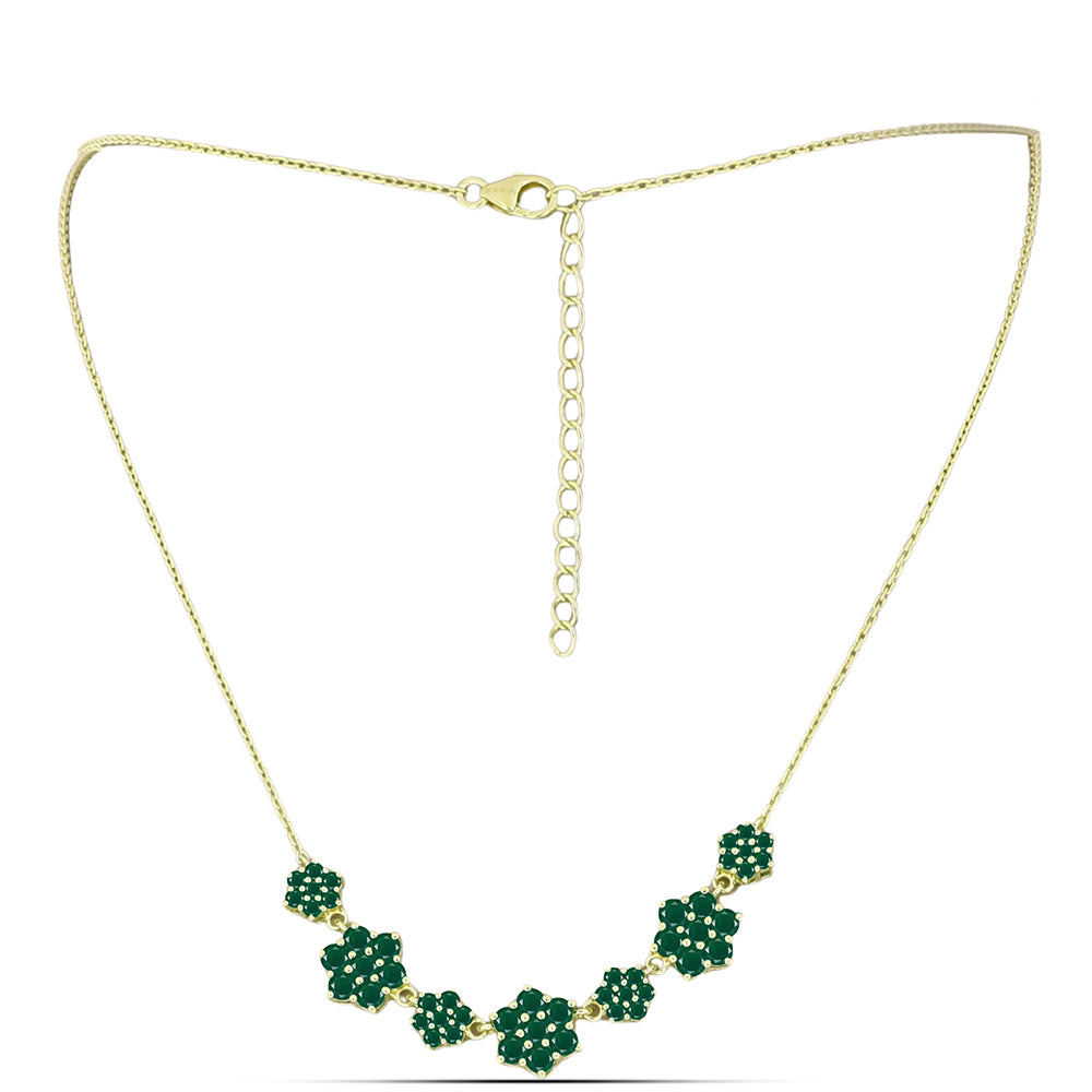 Collar de Plata Bañada en Oro con Ágata Verde