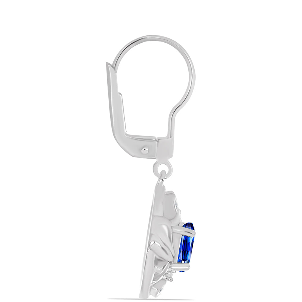 Pendientes de Plata con Zafiro Azul Australiano y Topacio Blanco