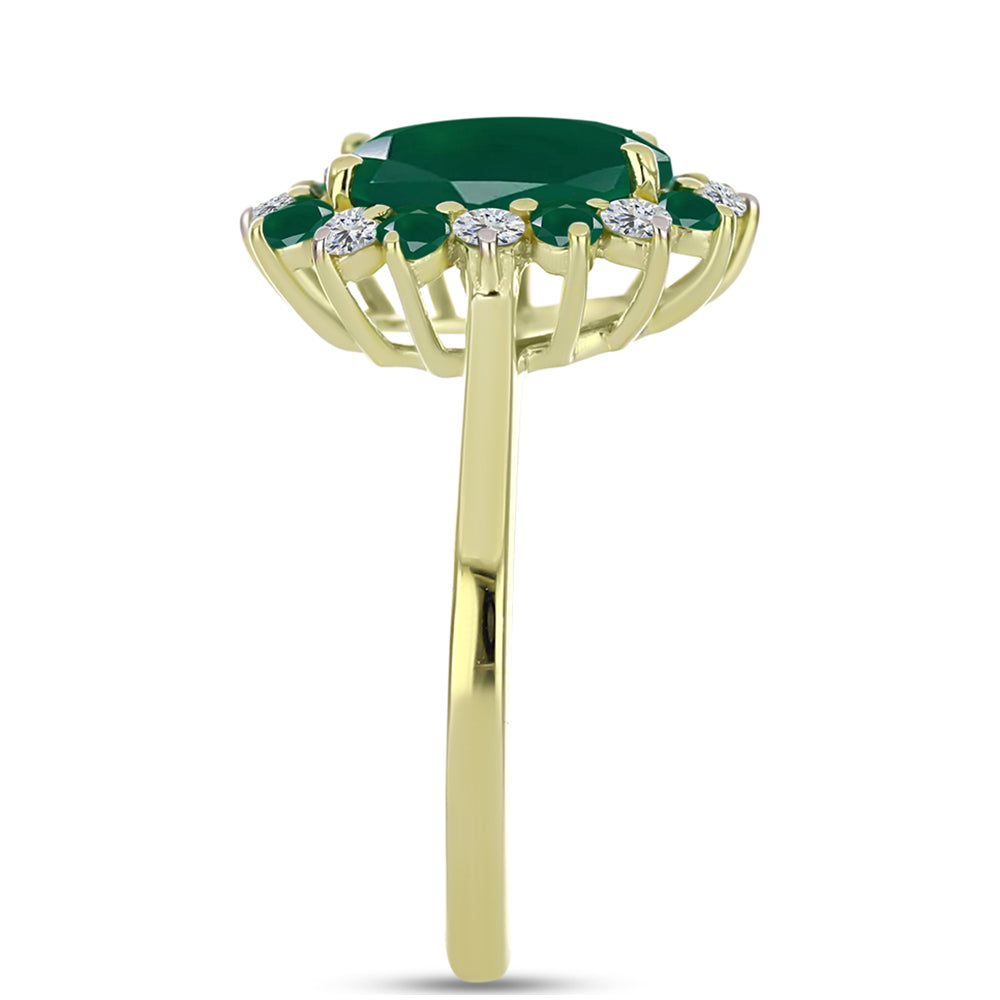 Anillo de Plata Bañada en Oro con Ágata Verde