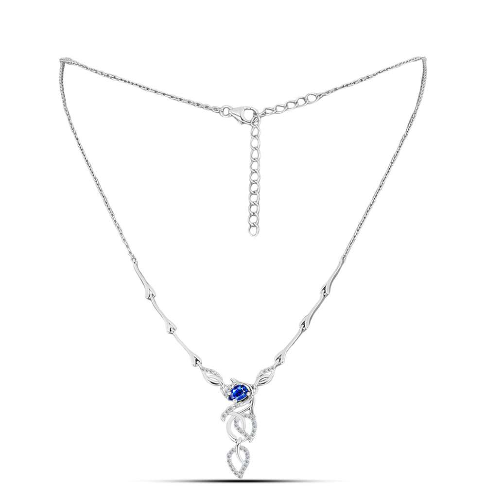 Collar de Plata con Zafiro Azul Australiano y Topacio Blanco