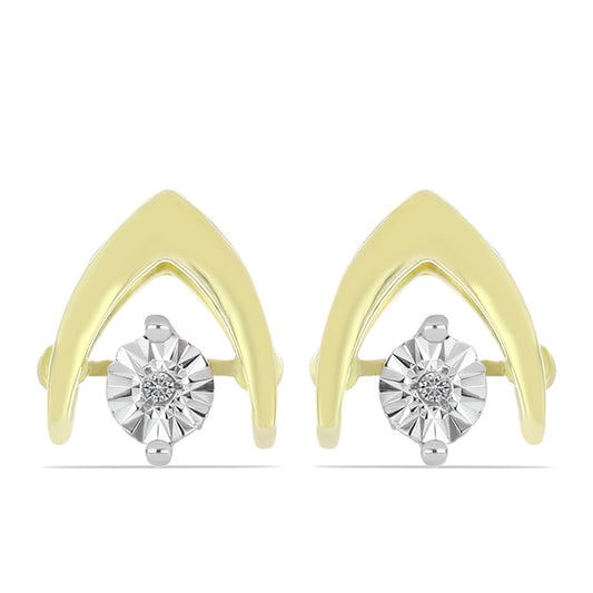 Pendientes de Plata Bañada en Oro con Diamante blanco