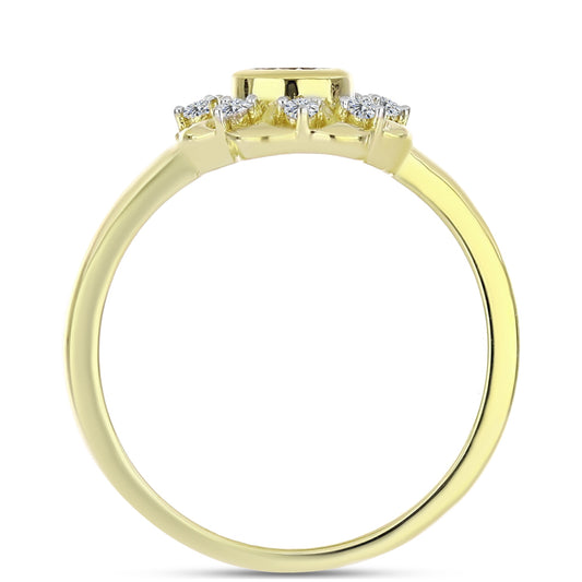 Anillo de Plata Bañada en Oro con Diamante blanco y Topacio Blanco