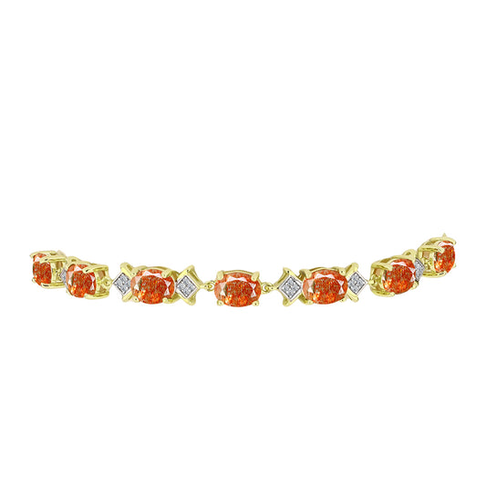 Pulsera de Plata Bañada en Oro con Piedra Solar de Oregon y Topacio Blanco