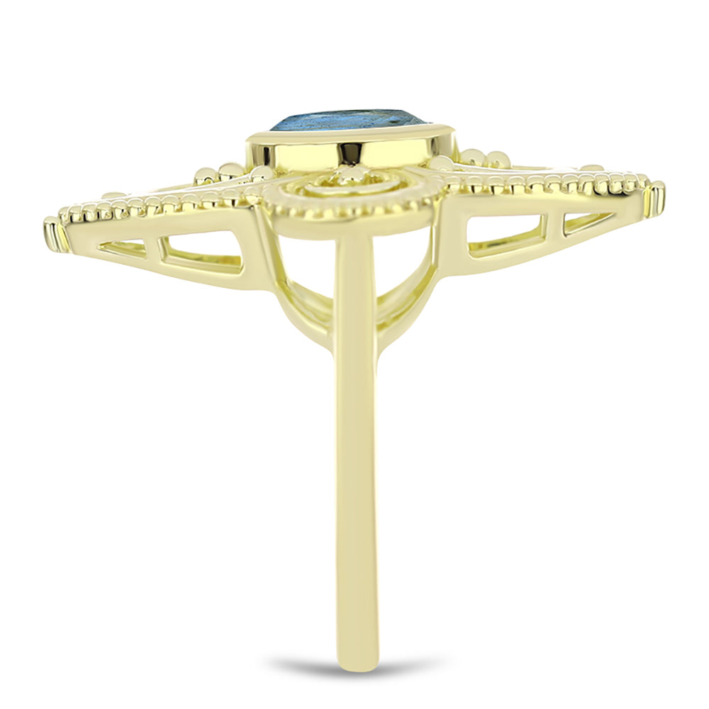 Anillo de Plata Bañada en Oro con Labradorita