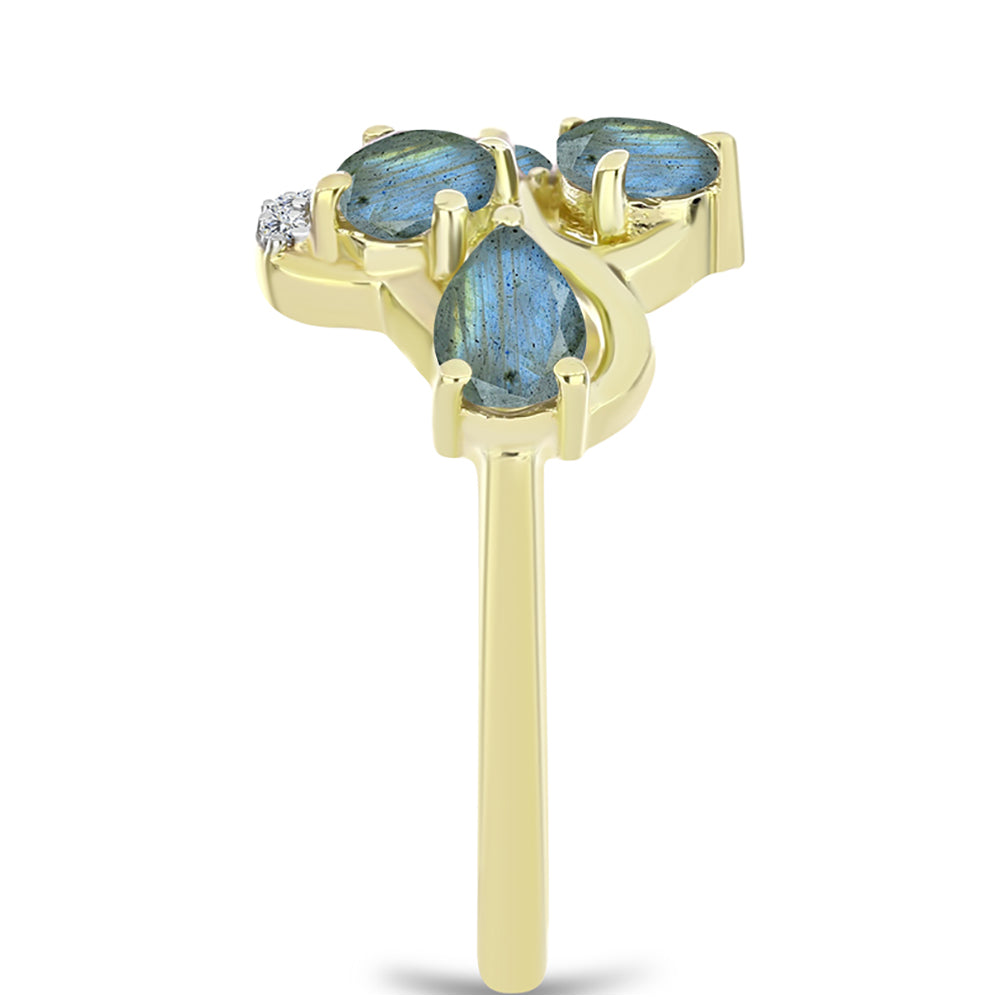Anillo de Plata Bañada en Oro con Labradorita