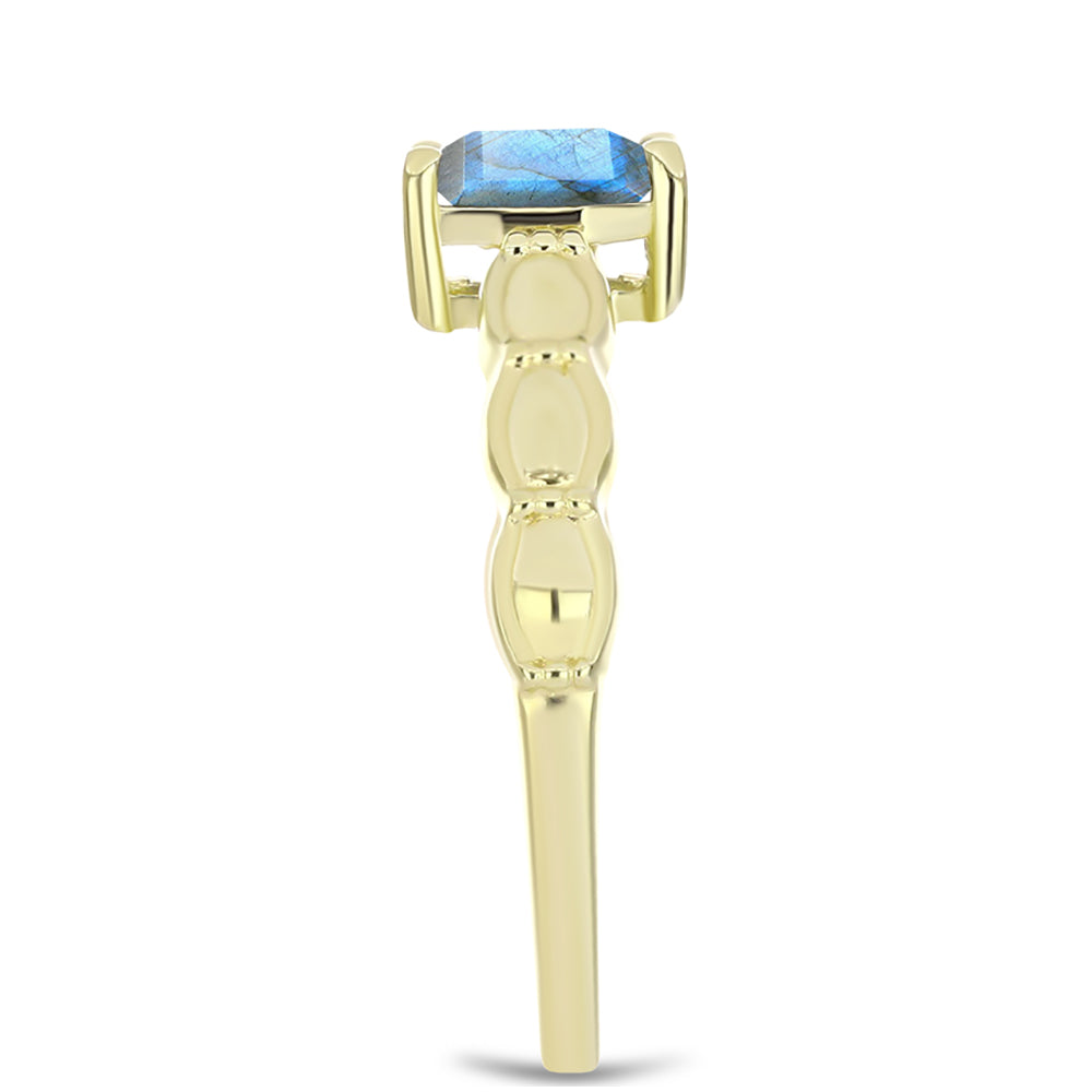 Anillo de Plata Bañada en Oro con Labradorita