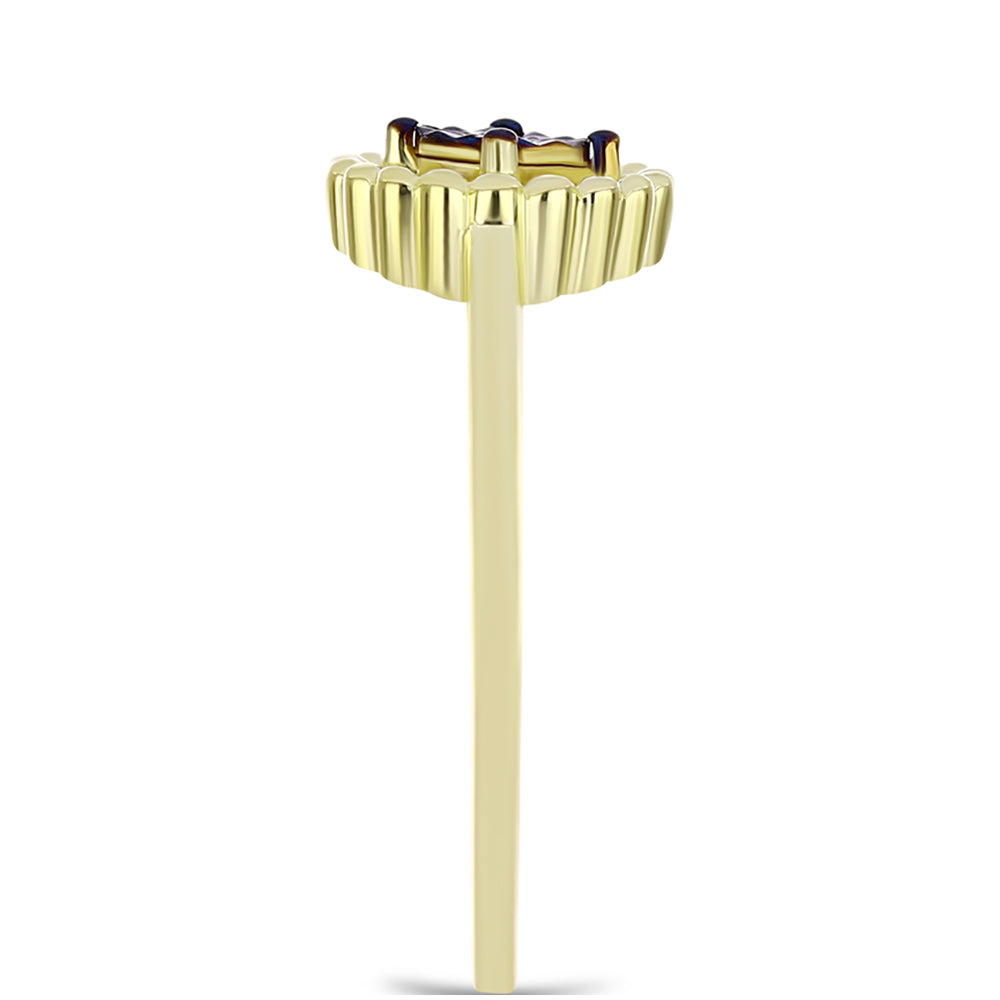 Anillo de Plata Bañada en Oro con Diamante Azul