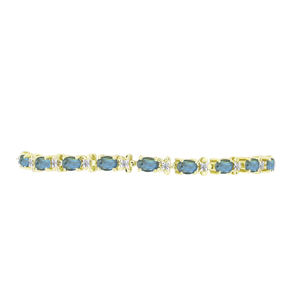 Pulsera de Plata Bañada en Oro con Labradorita y Topacio Blanco