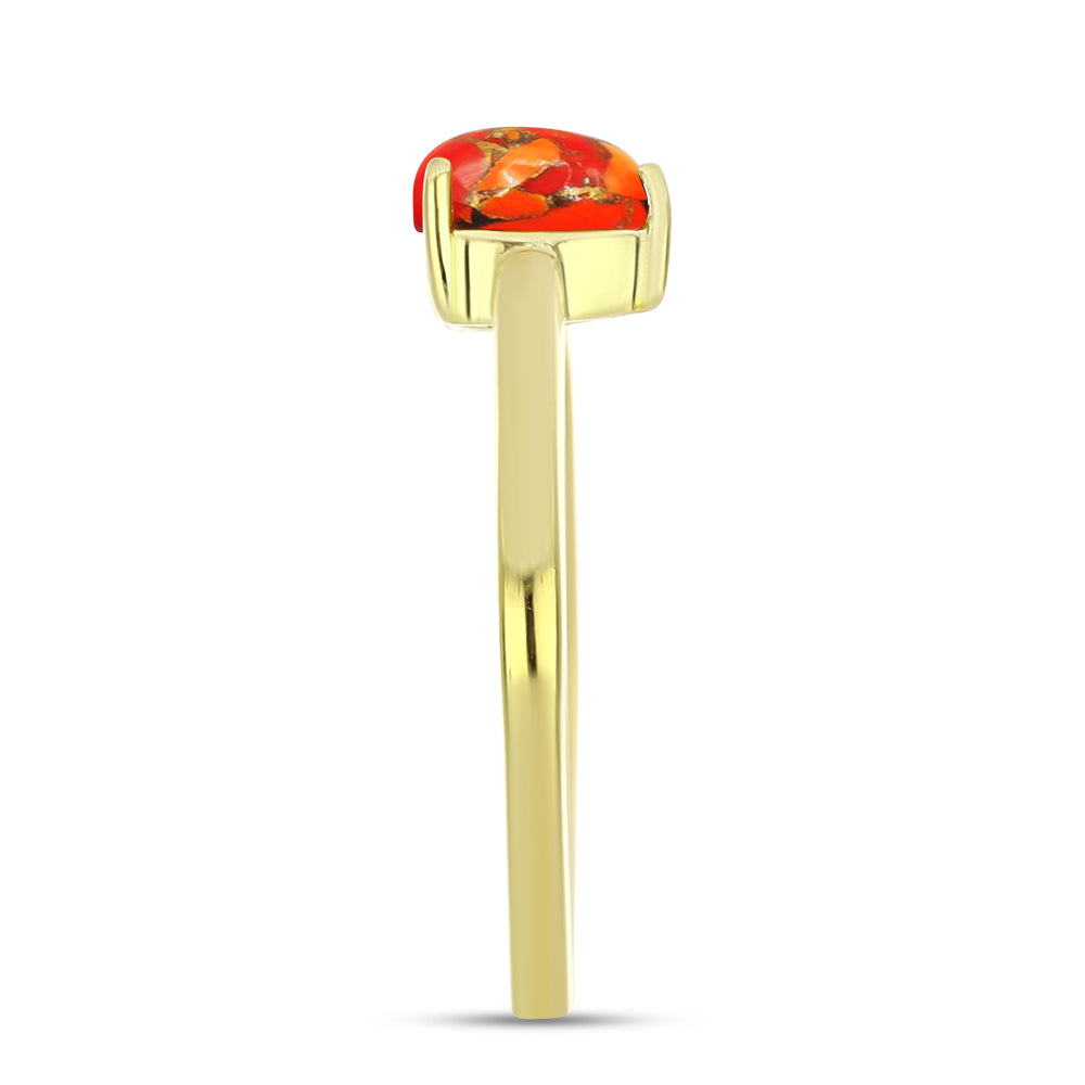 Anillo de Plata Bañada en Oro con Turquesa de Mohave