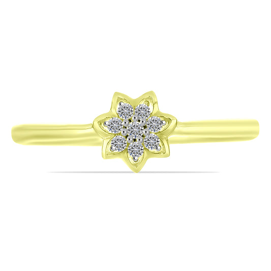 Anillo de Plata Bañada en Oro con Diamante blanco