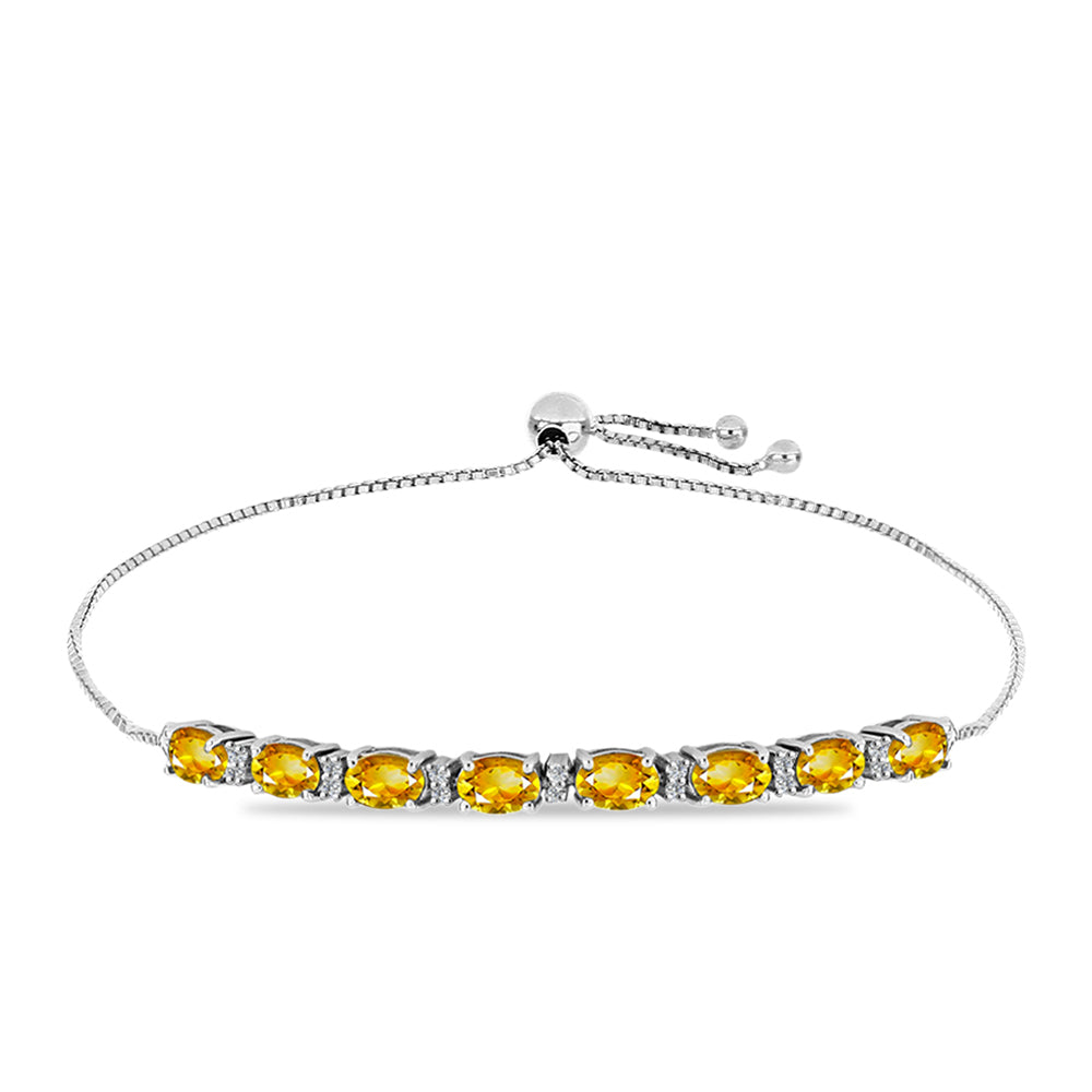 Pulsera de Plata con Citrino de Río del Oro y Topacio Blanco