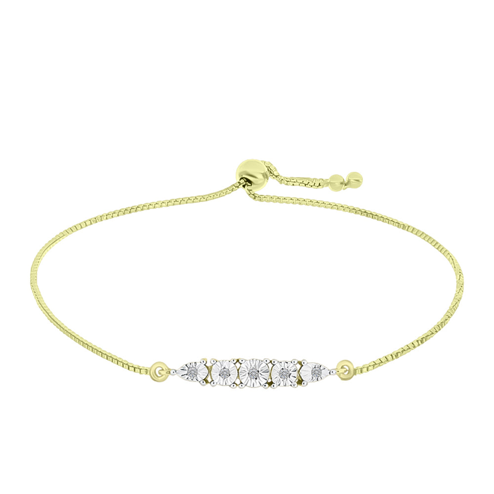 Pulsera de Plata Bañada en Oro con Diamante blanco