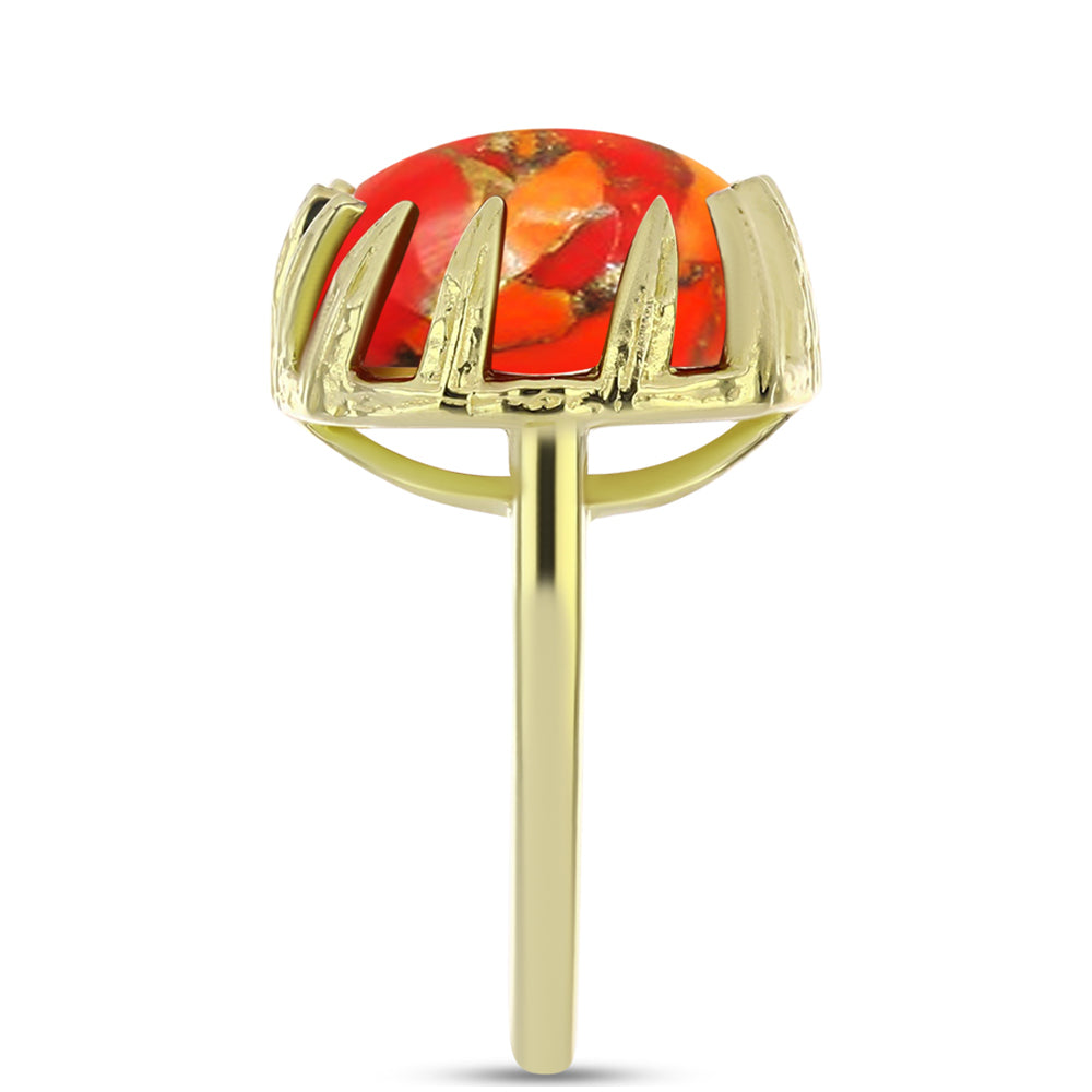 Anillo de Plata Bañada en Oro con Turquesa de Mohave
