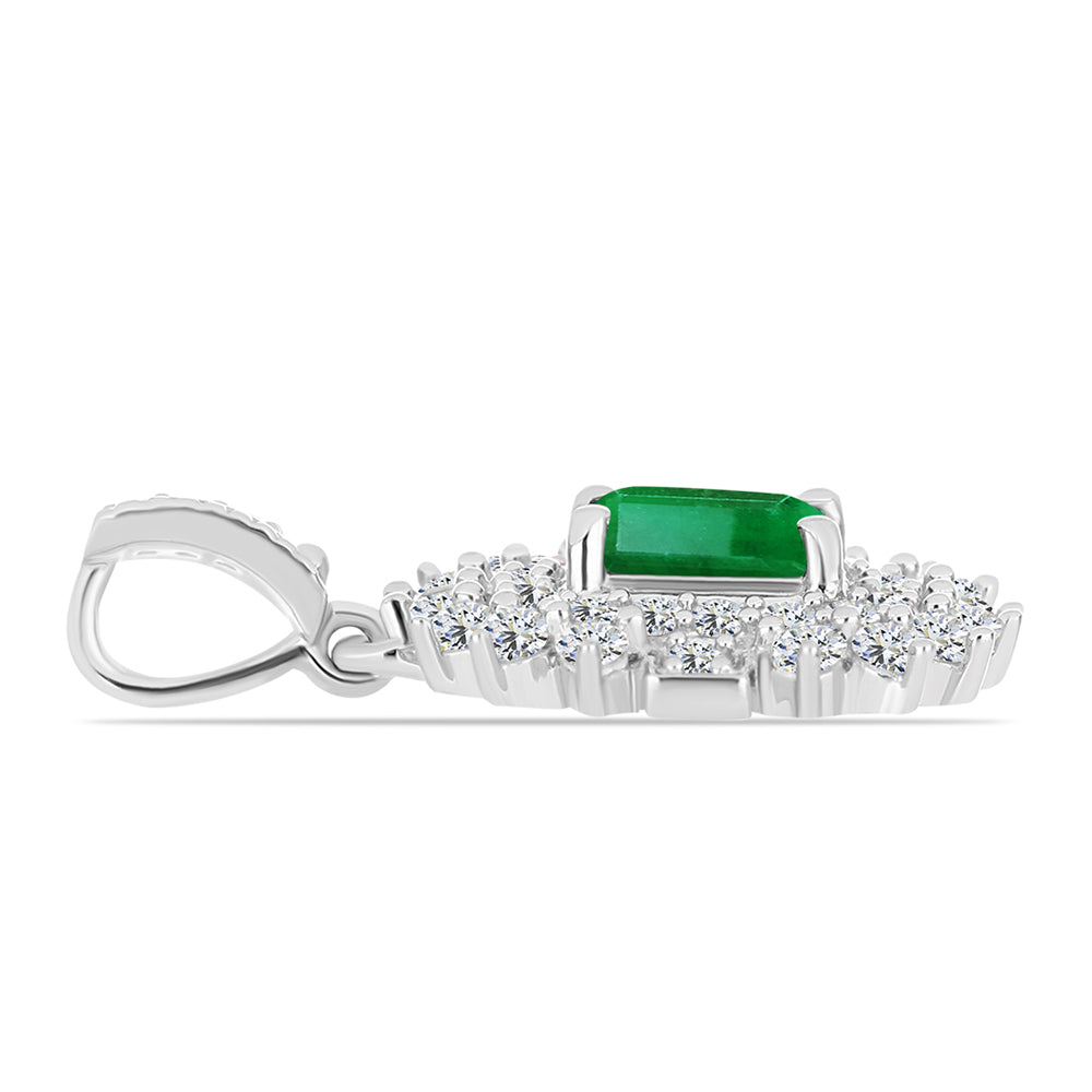 Colgante de Plata con Esmeralda de Zambia y Topacio Blanco