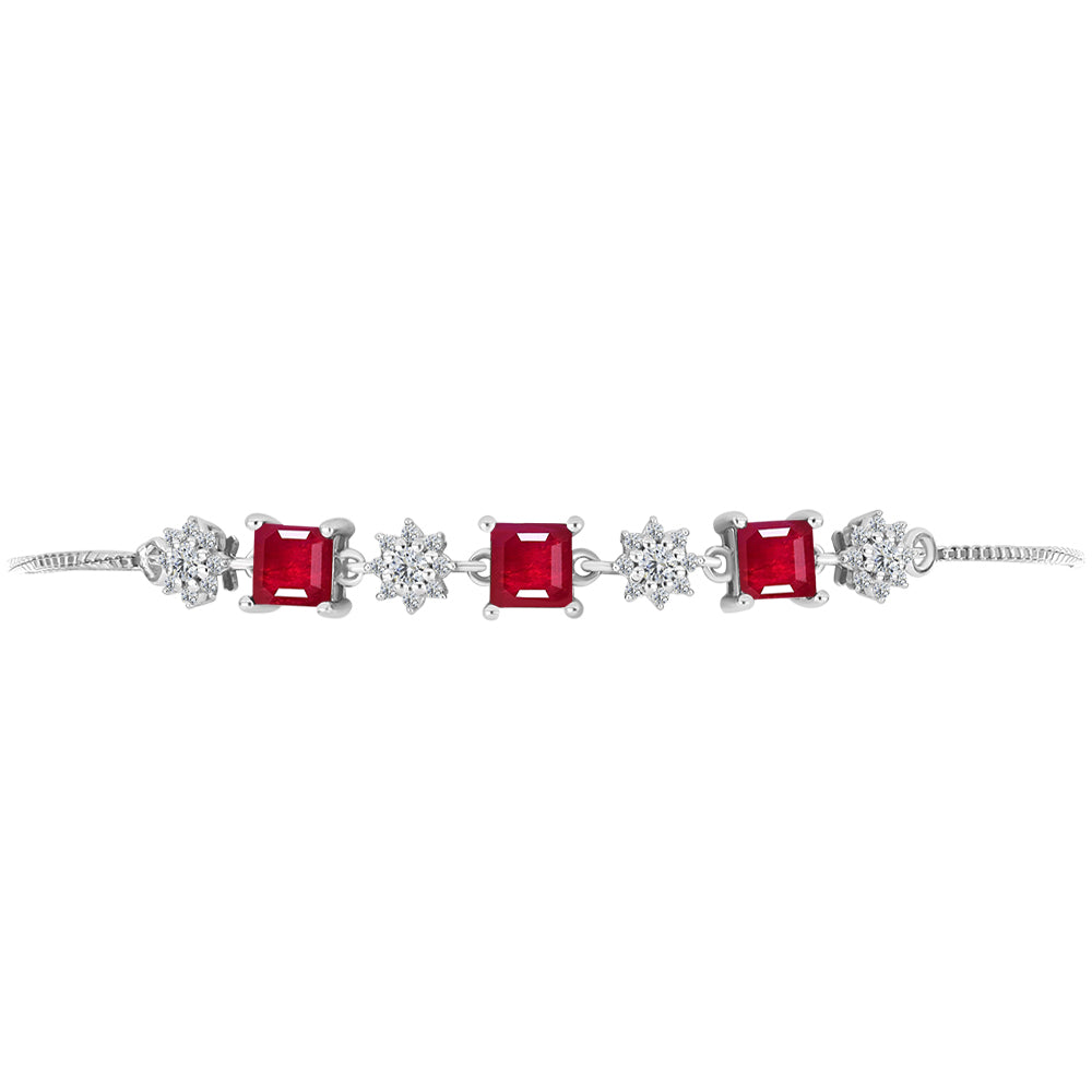 Pulsera de Plata con Rubí de Madagascar y Topacio Blanco