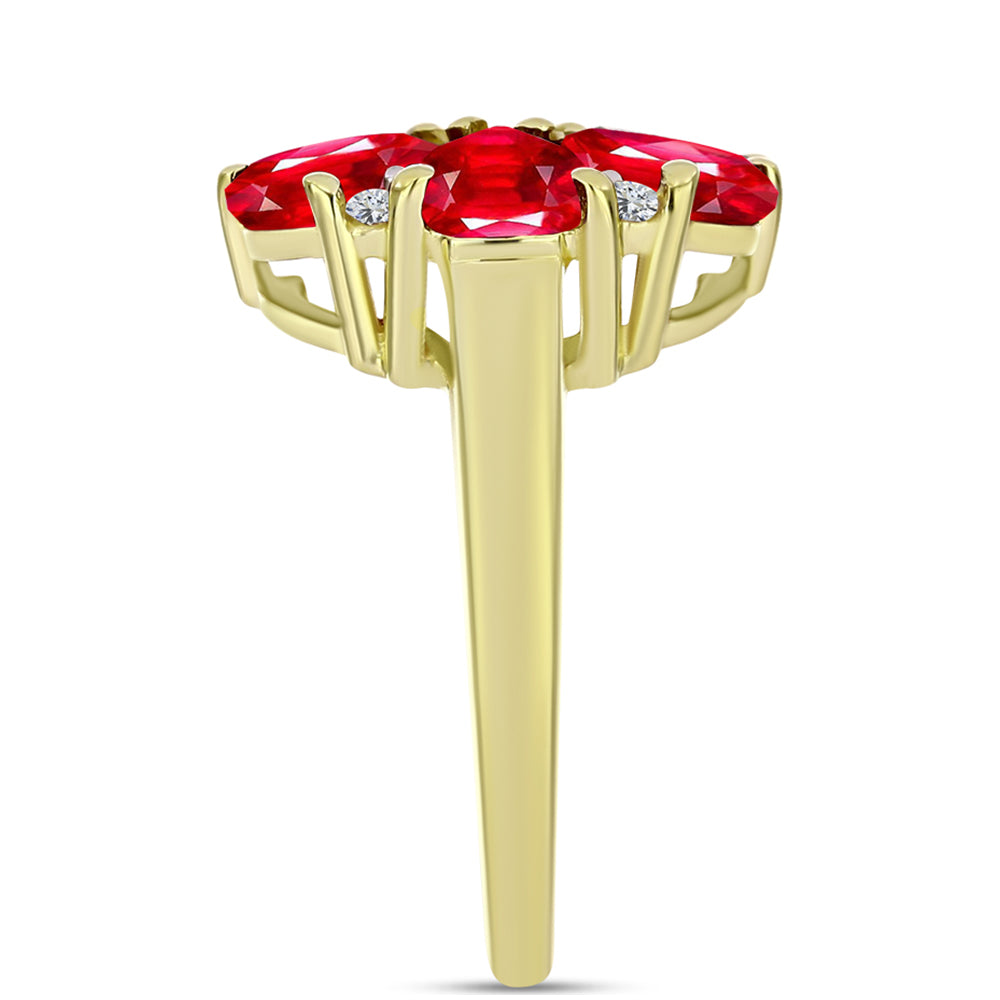 Anillo de Plata Bañada en Oro con Ágata Roja y Topacio Blanco