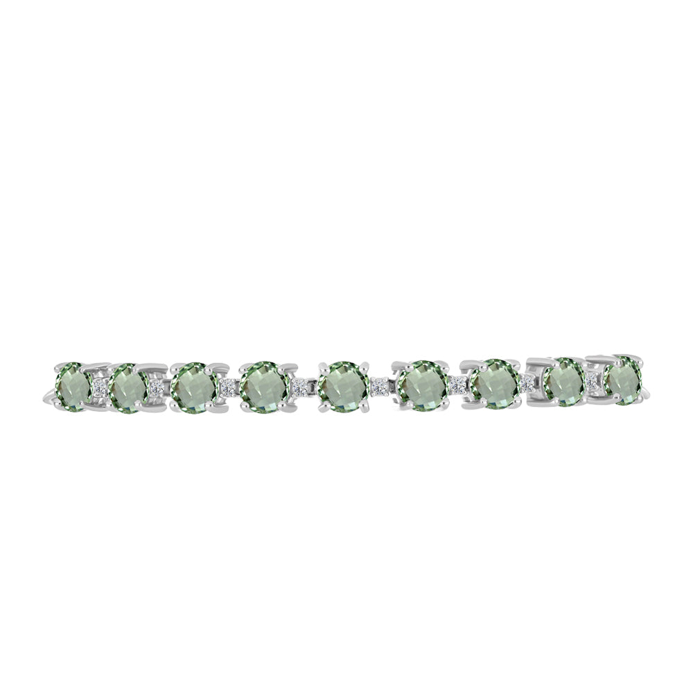Pulsera de Plata con Amatista Verde y Topacio Blanco
