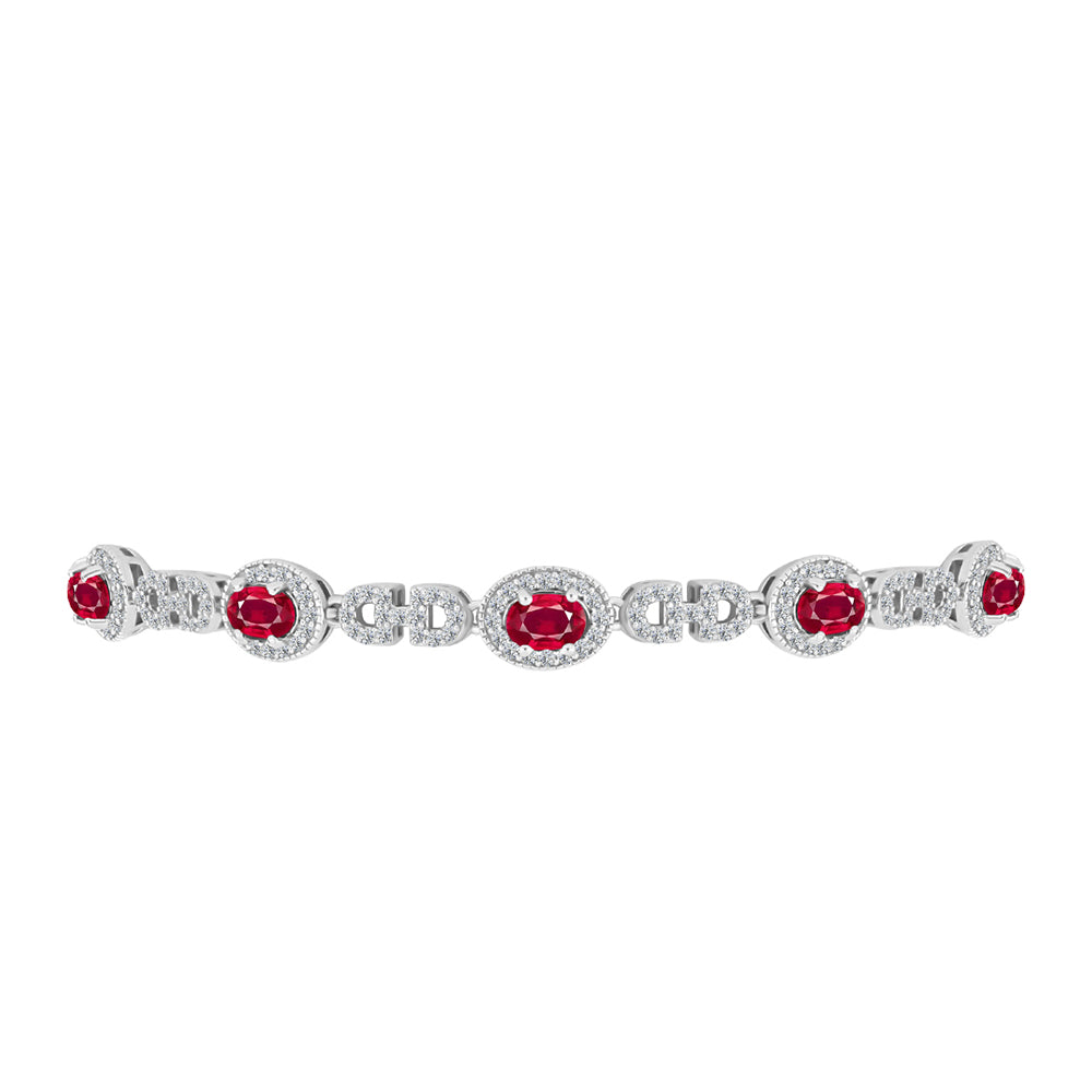 Pulsera de Plata con Rubí de Madagascar y Topacio Blanco