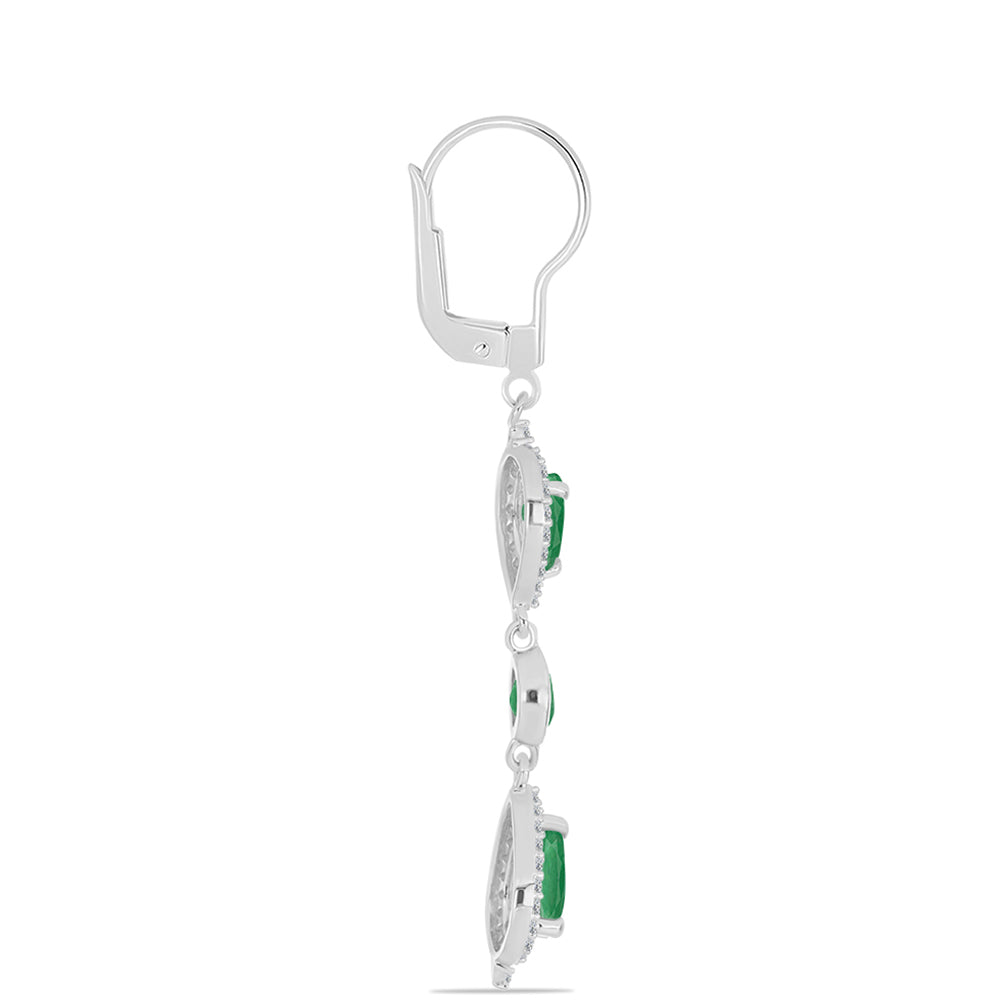 Pendientes de Plata con Esmeralda de Brasil y Topacio Blanco