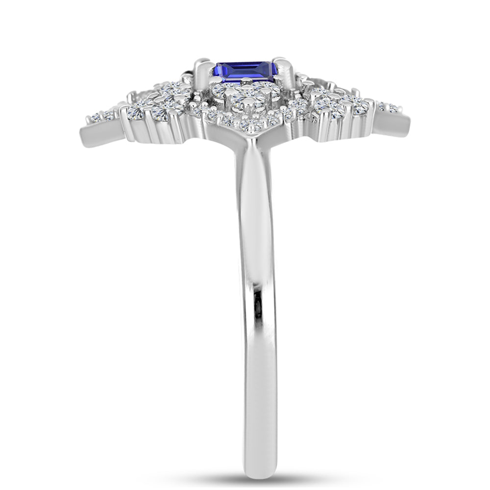 Anillo de Plata con Tanzanita y Topacio Blanco