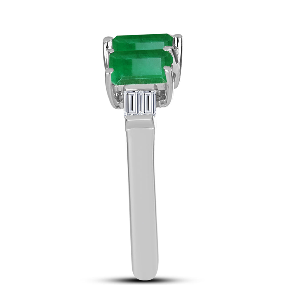 Anillo de Plata con Esmeralda de Brasil y Zircón Blanco