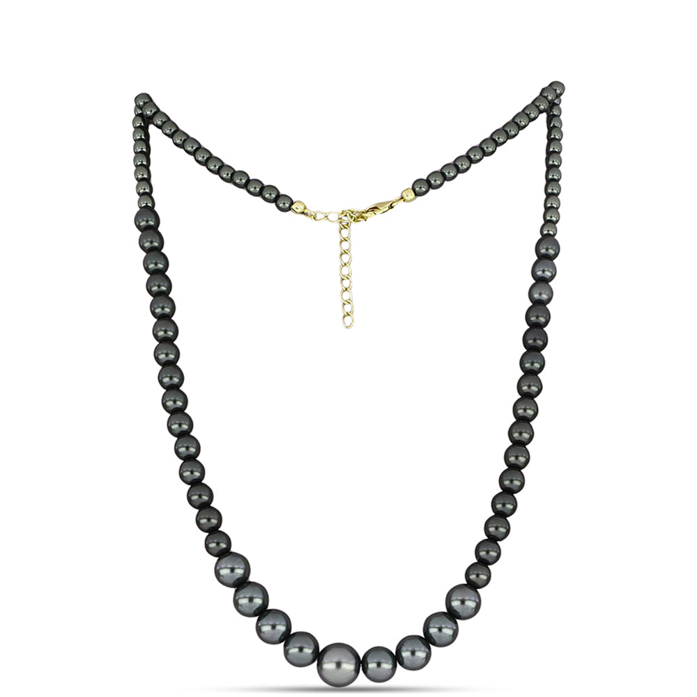 Collar de Plata Bañada en Oro con Perla de río Tahiti verde ilusión