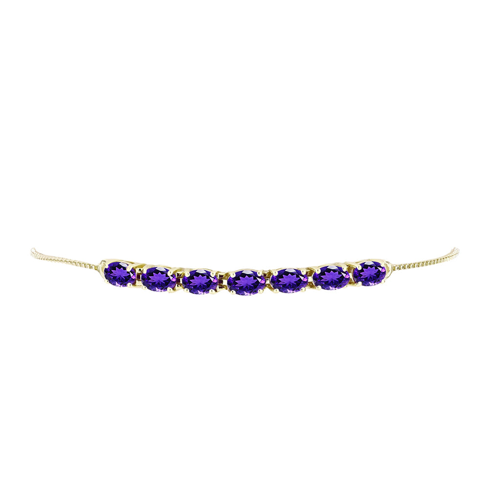 Pulsera de Plata Bañada en Oro con Amatista de Marruecos