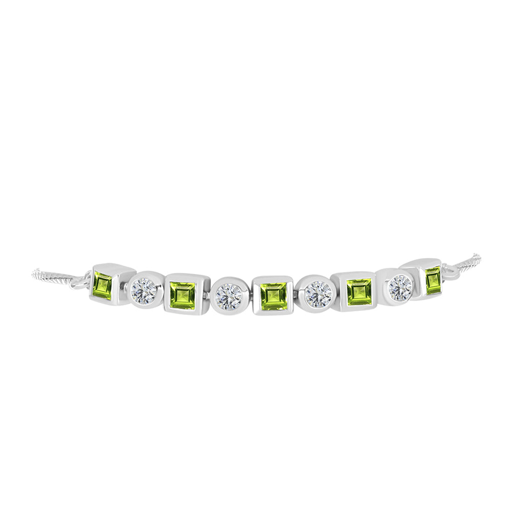 Pulsera de Plata con Peridoto de Changbai y Topacio Blanco