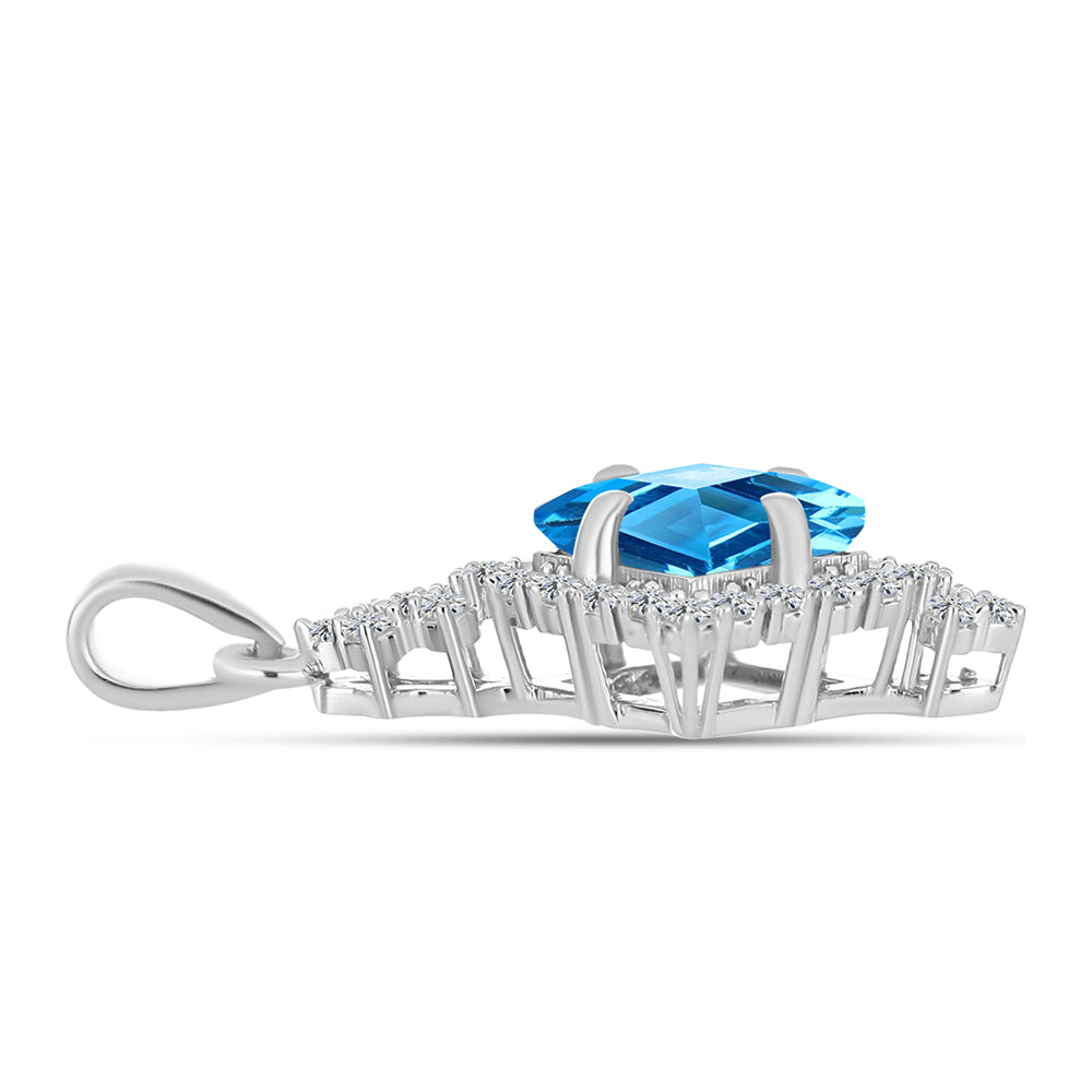Colgante de Plata con Topacio Azul Suizo y Topacio Blanco