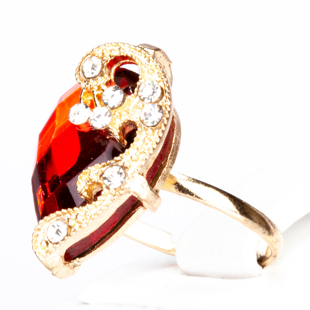 Reloj de Aleación Bañado en Oro con Cristal Emporia® Rojo (Collar +Pendientes +Pulsera +Colgante )