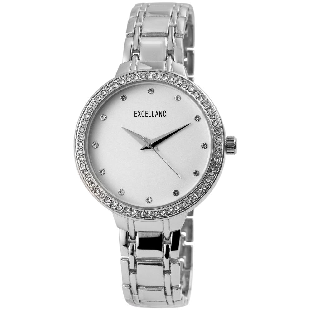Reloj de pulsera para mujer Excellanc, con correa de metal, de color dorado, estructura de cuarzo de alta calidad, dial de color plata