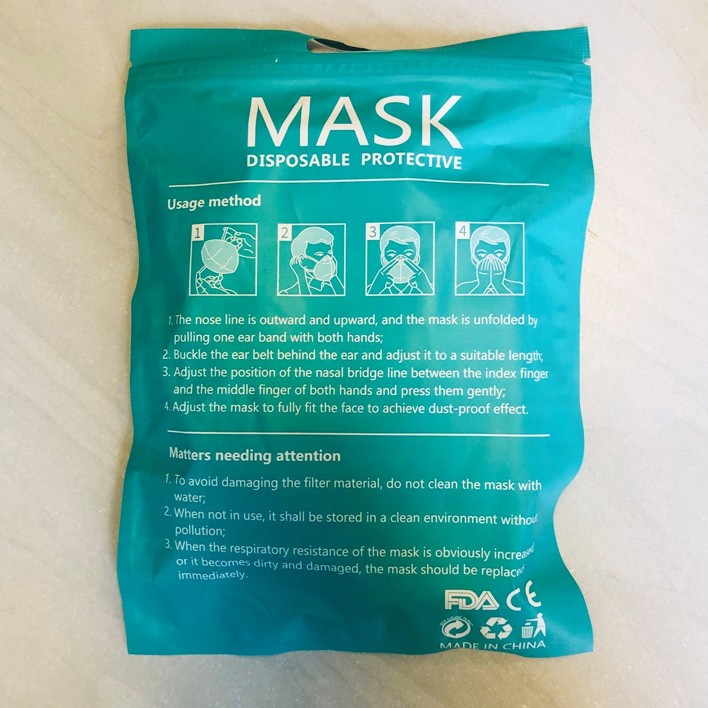 Mascarillas respiratorias de protección KN95 - 5 unidades