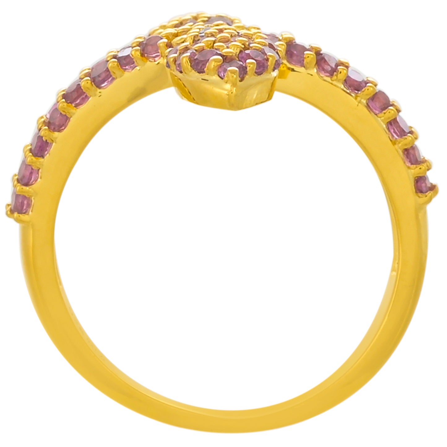 Anillo de Plata Bañada en Oro con Granate Rodolita