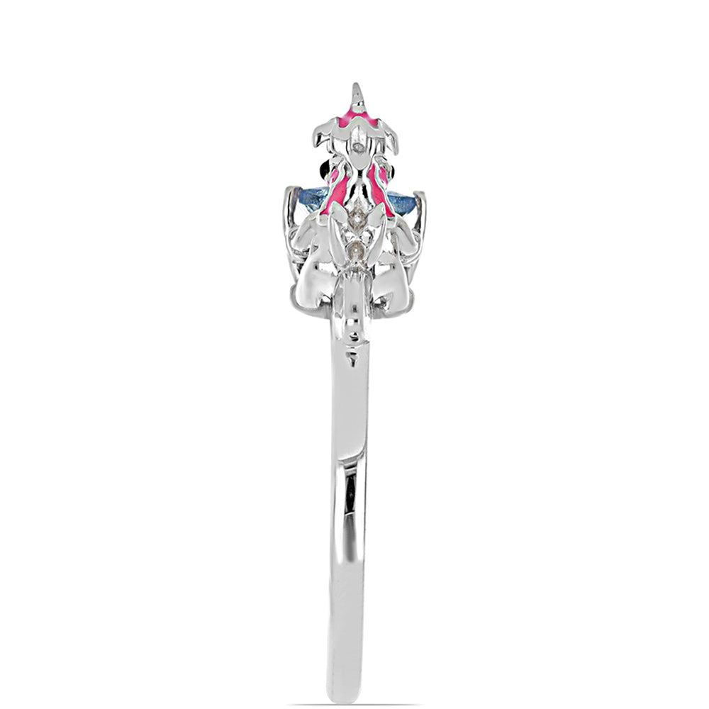 Anillo de Plata con Tanzanita y Diamante blanco