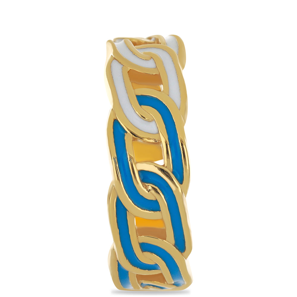 Anillo de Plata Bañada en Oro con Esmalte