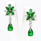 Conjunto de Aleación Bañado en Oro con Cristal Emporia® Verde ( Collar +Pendientes )