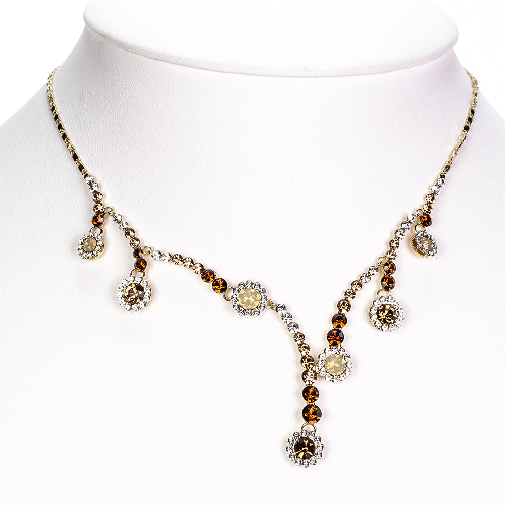 Conjunto de Aleación Bañado en Oro con Perla de cristal y Cristal Emporia® Blanco ( Collar +Pendientes ) 2 
