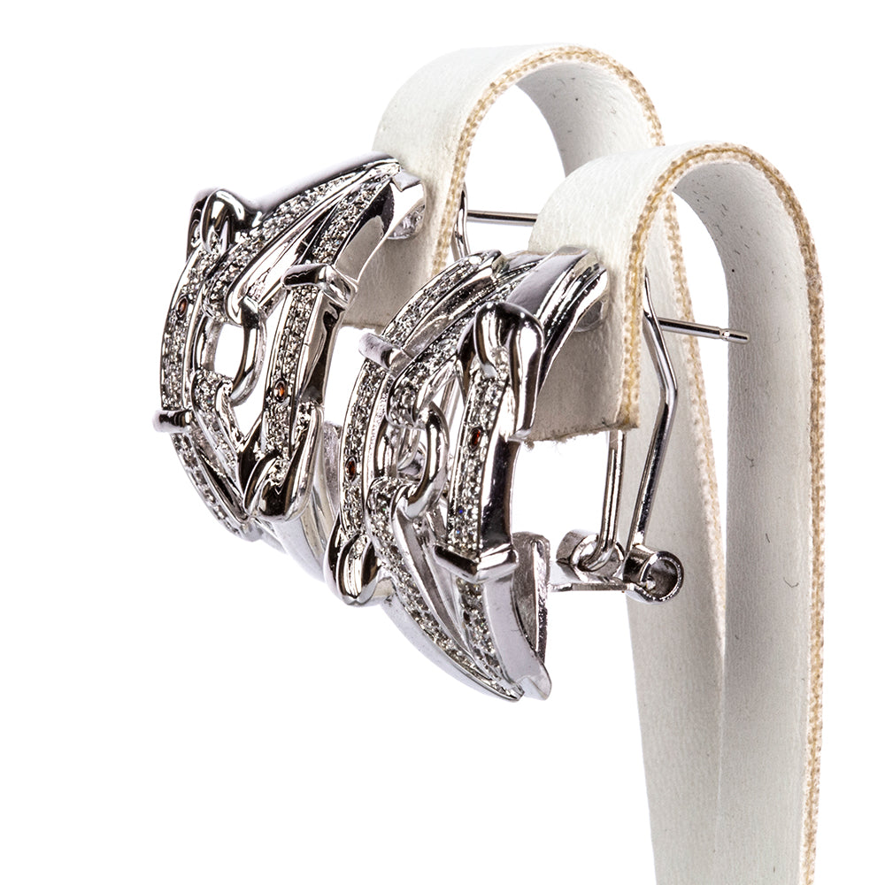 Conjunto de Aleación Bañado en Oro con Cristal Emporia® Blanco ( Collar +Pendientes +Colgante ) 3 