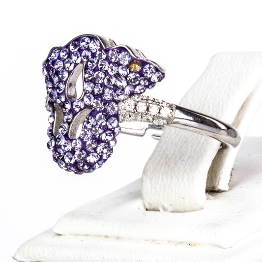Anillo de Aleación Bañado en Oro con Cristal Emporia® Púrpura
