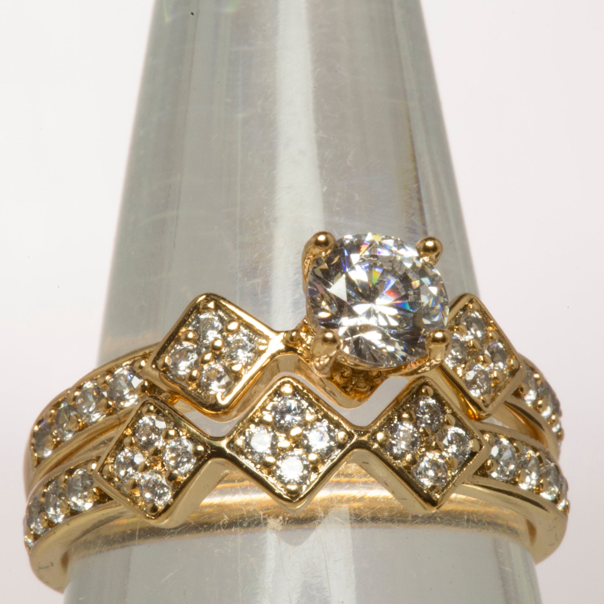 Anillo de Aleación Bañado en Oro con Cristal Emporia® Blanco 1 