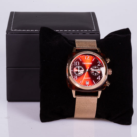 Reloj de Aleación Bañado en Oro con Cristal Emporia® Blanco
