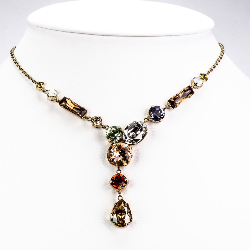 Conjunto de Aleación Bañado en Oro con Cristal Emporia® Amarillo y Cristal Emporia® Blanco ( Collar +Pendientes ) 3 