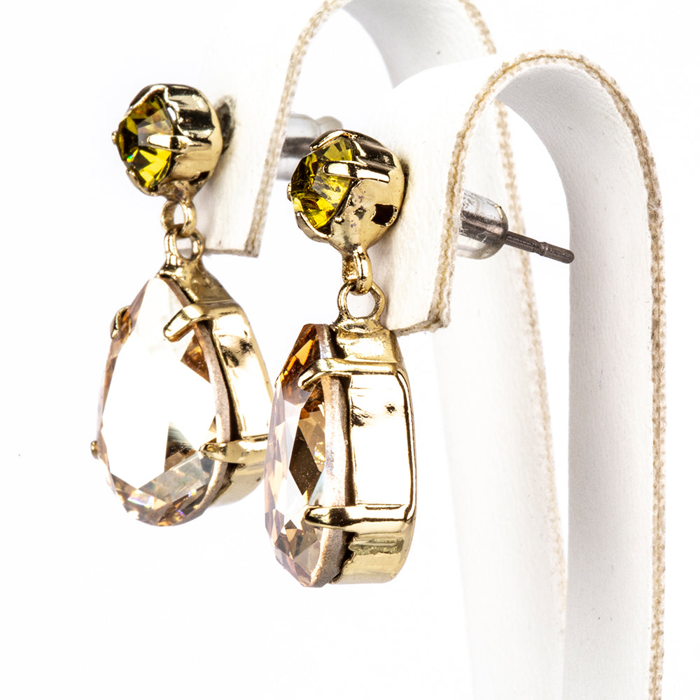 Conjunto de Aleación Bañado en Oro con Cristal Emporia® Amarillo y Cristal Emporia® Blanco ( Collar +Pendientes ) 4 