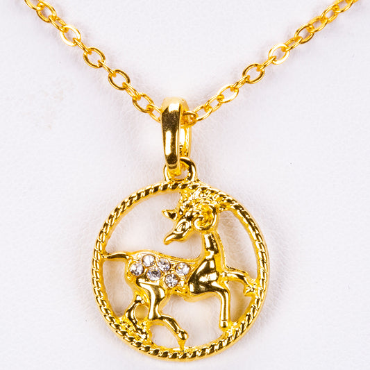 Aries Collar de Aleación Bañado en Oro con Cristal Emporia® Blanco ( Collar +Colgante )