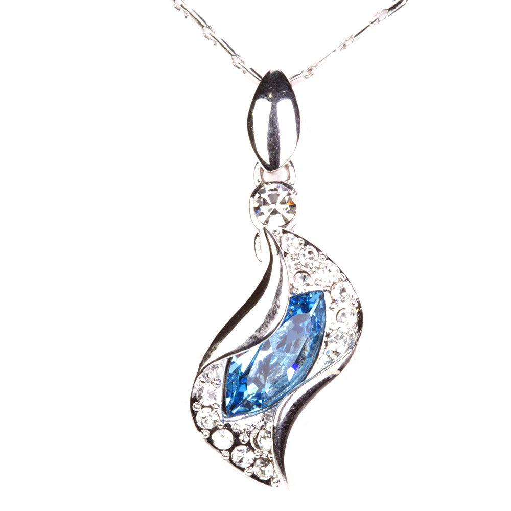 Conjunto de Aleación Bañado en Oro con Cristal Emporia® Azul ( Pendientes +Colgante ) 2 