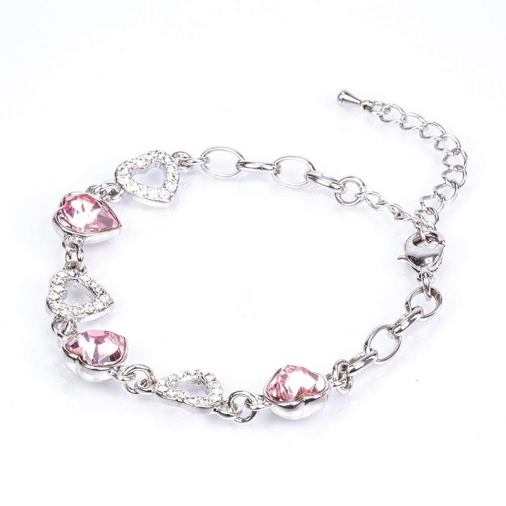 Conjunto de Aleación Bañado en Oro con Cristal Emporia® Blanco y Cristal Emporia® Rosa ( Pendientes +Pulsera ) 2 