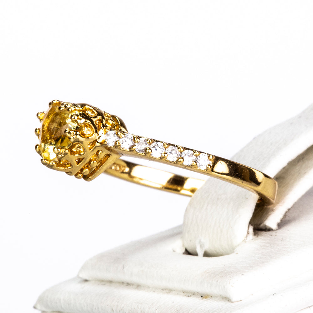 Anillo de Aleación Bañado en Oro con Cristal Emporia® Amarillo 2 
